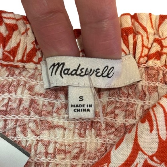 NWT Madewell Anita Floral Linen Puff Sleeve Wrap Top Size S - Picture 7 of 10